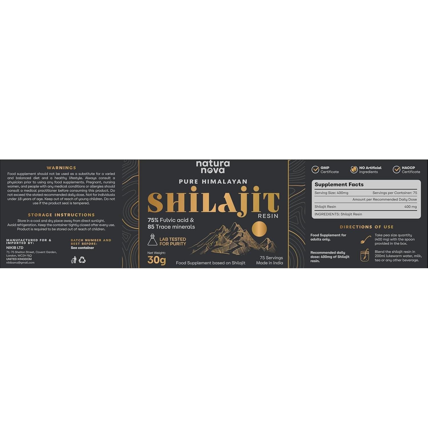 Naturanova Pure Himalayan Shilajit Resin - 100% Natural | 70 Servings for Energy Boost, Immune Support, 75%+ Fulvic Acid | Ayurvedic Supplement with 80+ Trace Minerals Complex