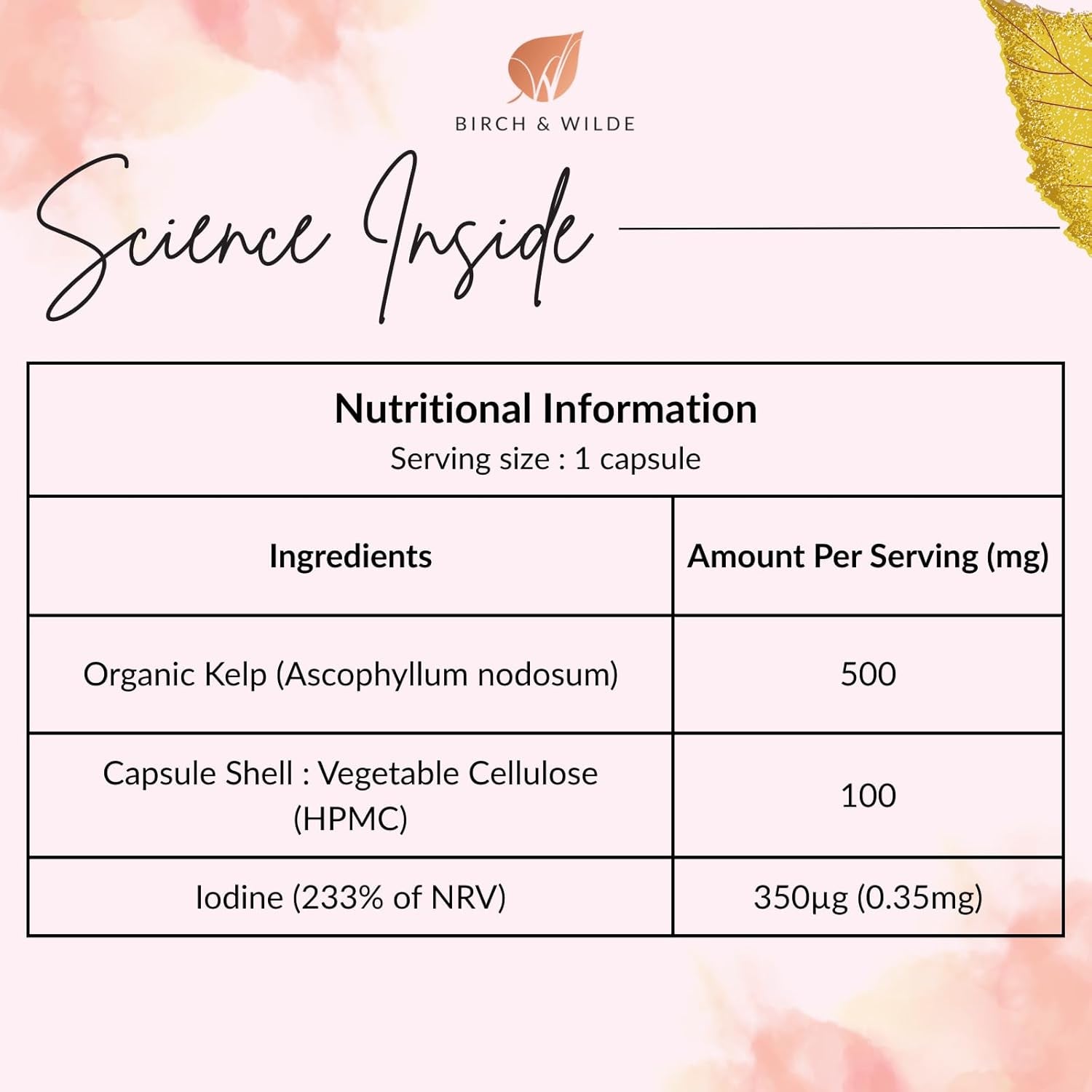 Sea Kelp 500 Mg with Iodine, High Strength Vegan Supplement for Thyroid Support and Skin, Soil Association Organic and Made in UK, 60 Capsules (2 Months Supply)