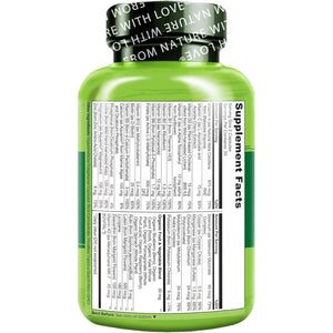 NATURELO Whole Food Multivitamin for Teenage Boys - Daily Vitamin & Mineral Supplement - with D3, Zinc, B12 & Plant Extracts - 60 Vegan Capsules | 1 Month Supply