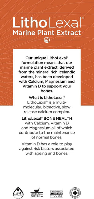 Litholexal Bone Health 60 Tablets (1 Month Supply) Food Supplement, Containing Plant-Based Calcium, Magnesium and Vitamin D