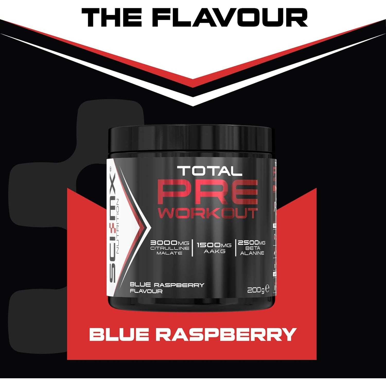 SCI-MX - Total Pre Workout - Blue Raspberry Flavour - 2500Mg Beta Alanine • 3000Mg Citrulline Malate • 200Mg Caffeine • Niacin for Fatigue - 200G