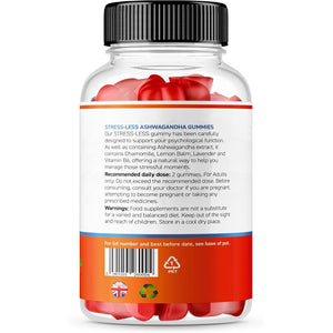 Scotlabs Reduce Stress Formula - Ashwagandha, Levander, Chamomile & Lemon Balm Gummies with Added Vitamin B6, Sugar-Free Vegan, Natural Mango Flavour Candy