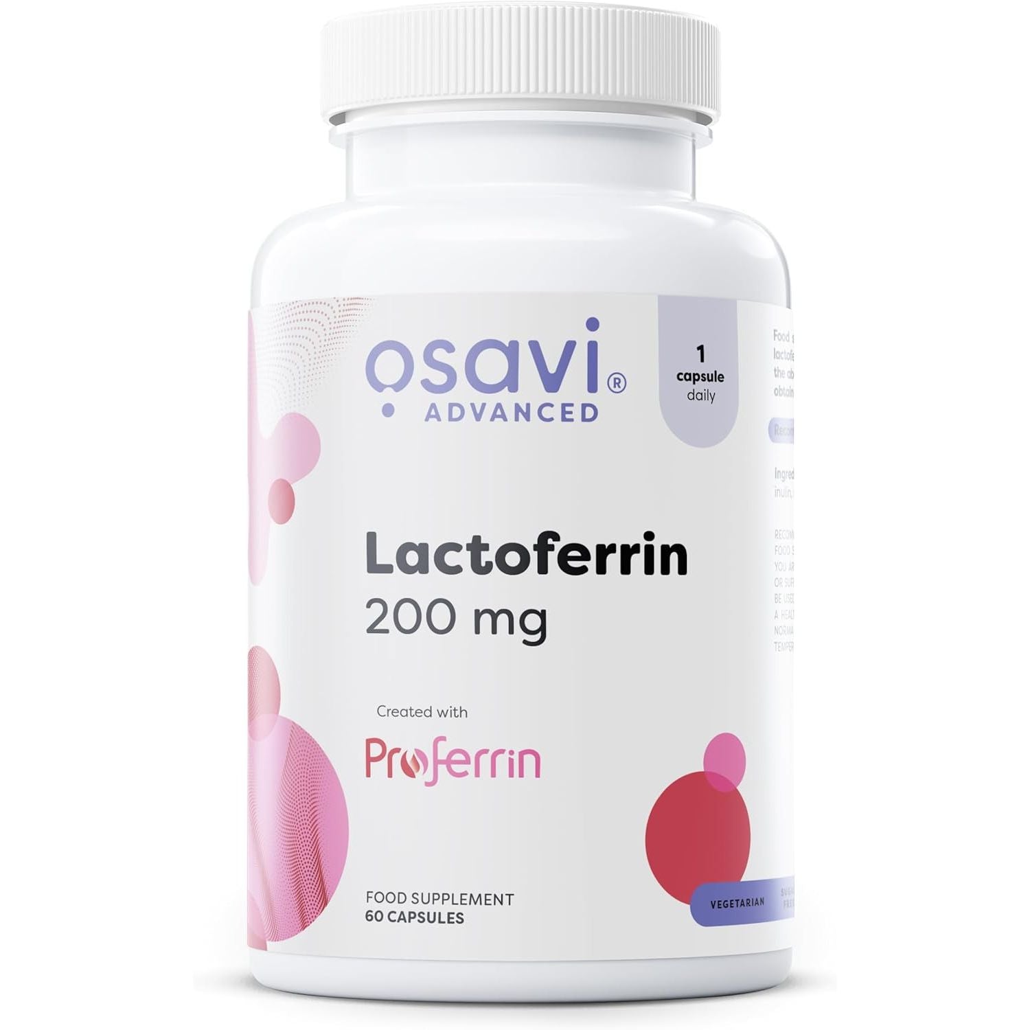 Osavi Lactoferrin 200 Mg – 60 Capsules | Supports Iron Transport and Immune Function | Proferrin® Lactoferrin from Cow'S Milk for Enhanced Bioavailability