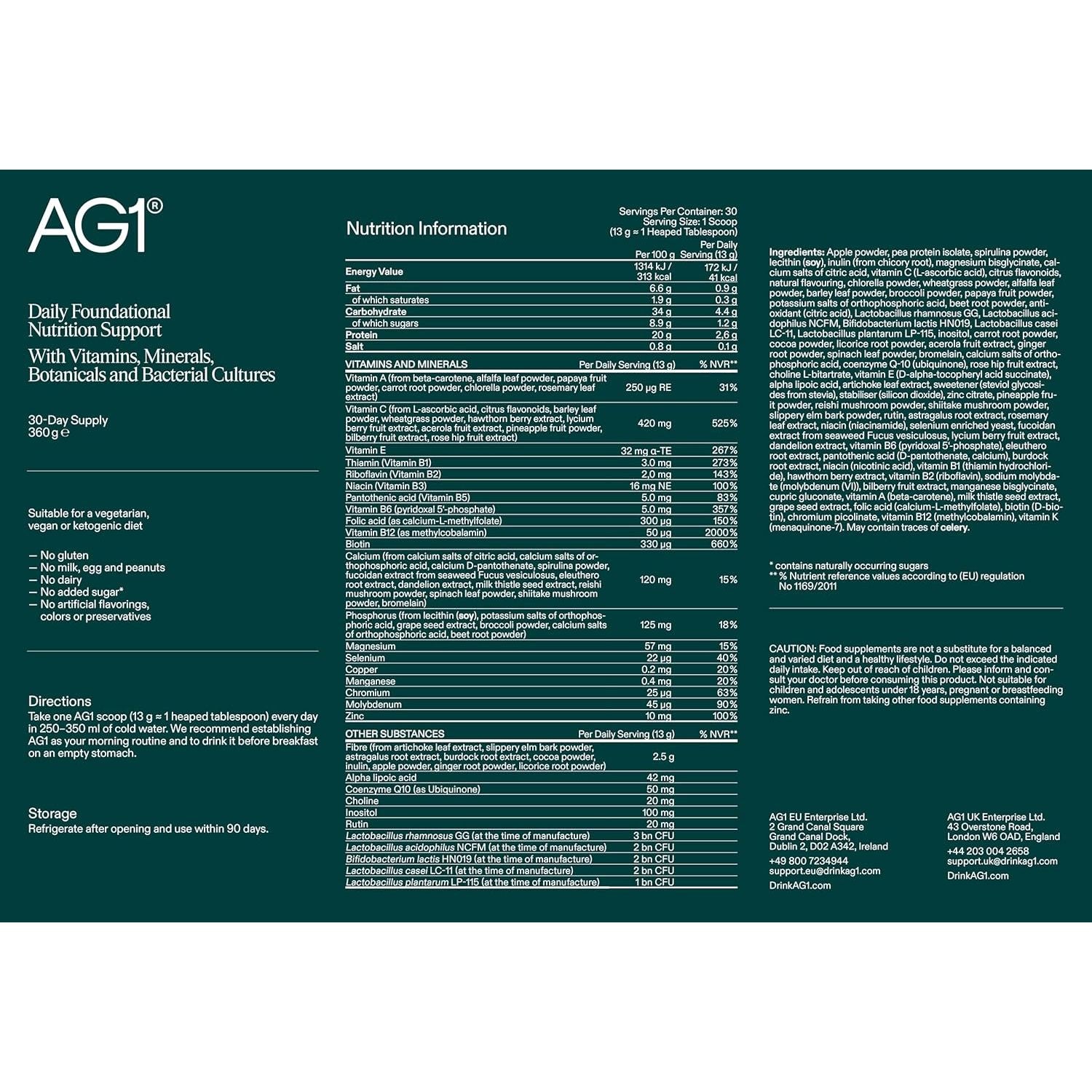 AG1 Greens Powder Supplement | Daily Nutrient Boost: Vitamins, Minerals, Gut-Friendly Bacteria, Gluten Free, Vegan and Keto Friendly | 70+ Ingredients by AG1 Athletic Greens | Refill Pouch Only