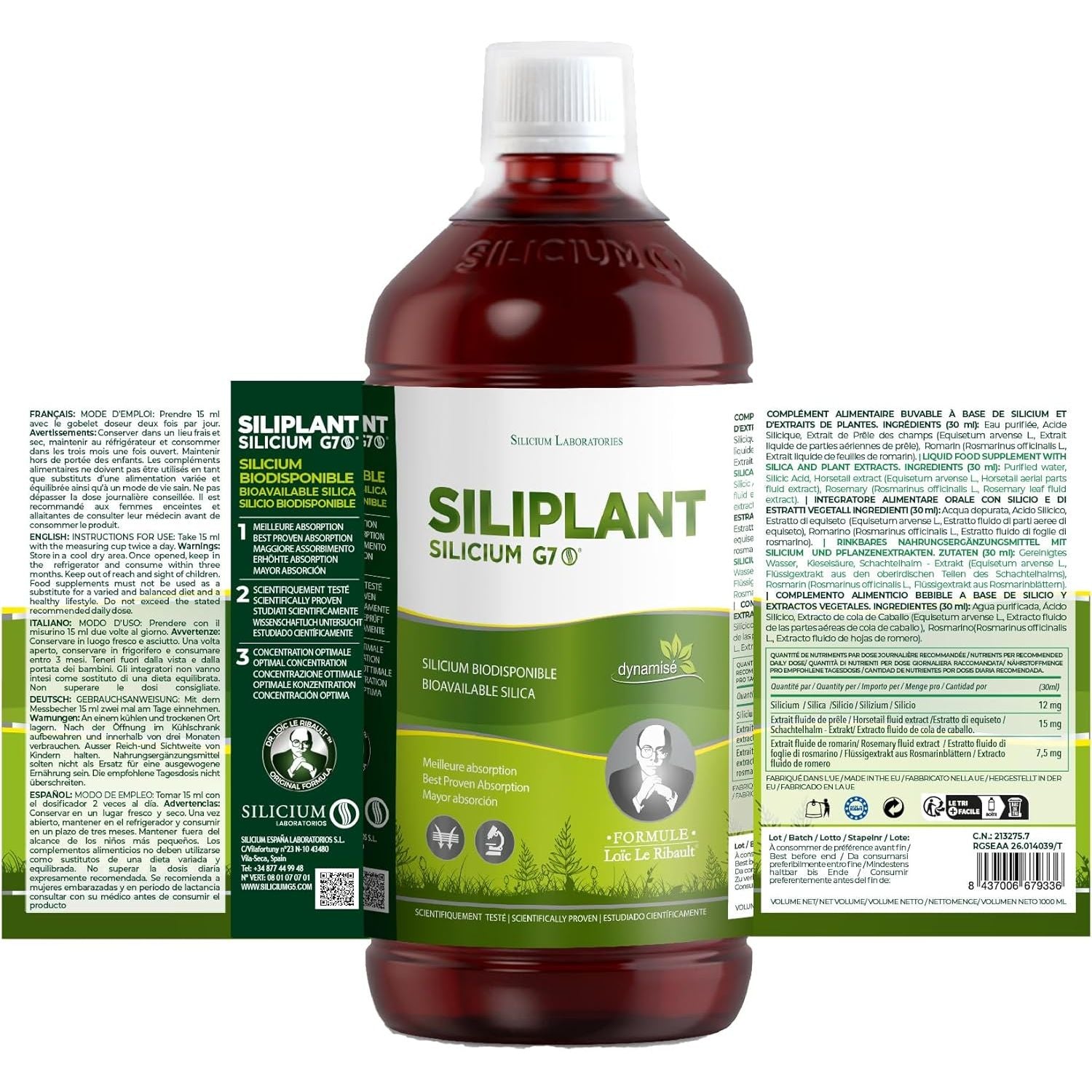 G7 Siliplant Improved Formula. Liquid Silica Supplement Collagen Booster, Strengthens Bones and Joints Supplements, Boosts Skin Elasticity. 33-Day Treatment.