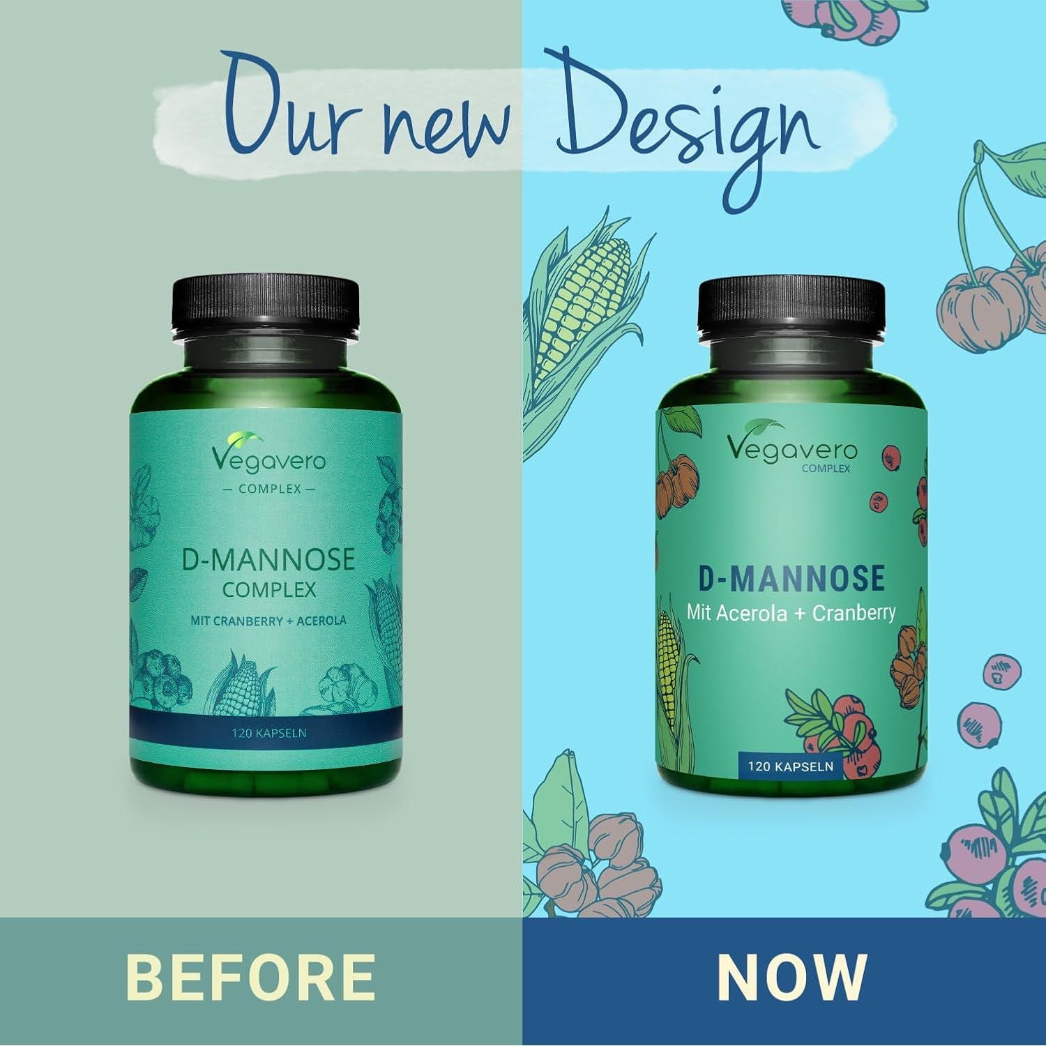 Vegavero D-Mannose Complex 2000 Mg | 100% Natural UTI Support | NO Additives and Lab-Tested | with Cranberry Extract and Vitamin C | Vegan