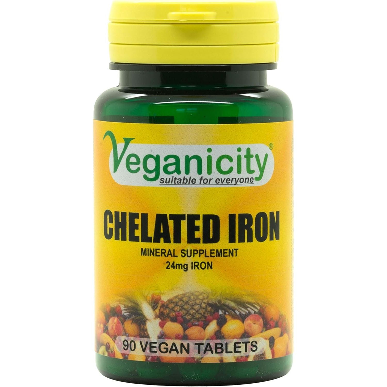 Veganicity Chelated Iron : Mineral Supplement : 90 Tablets