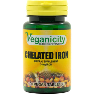 Veganicity Chelated Iron : Mineral Supplement : 90 Tablets