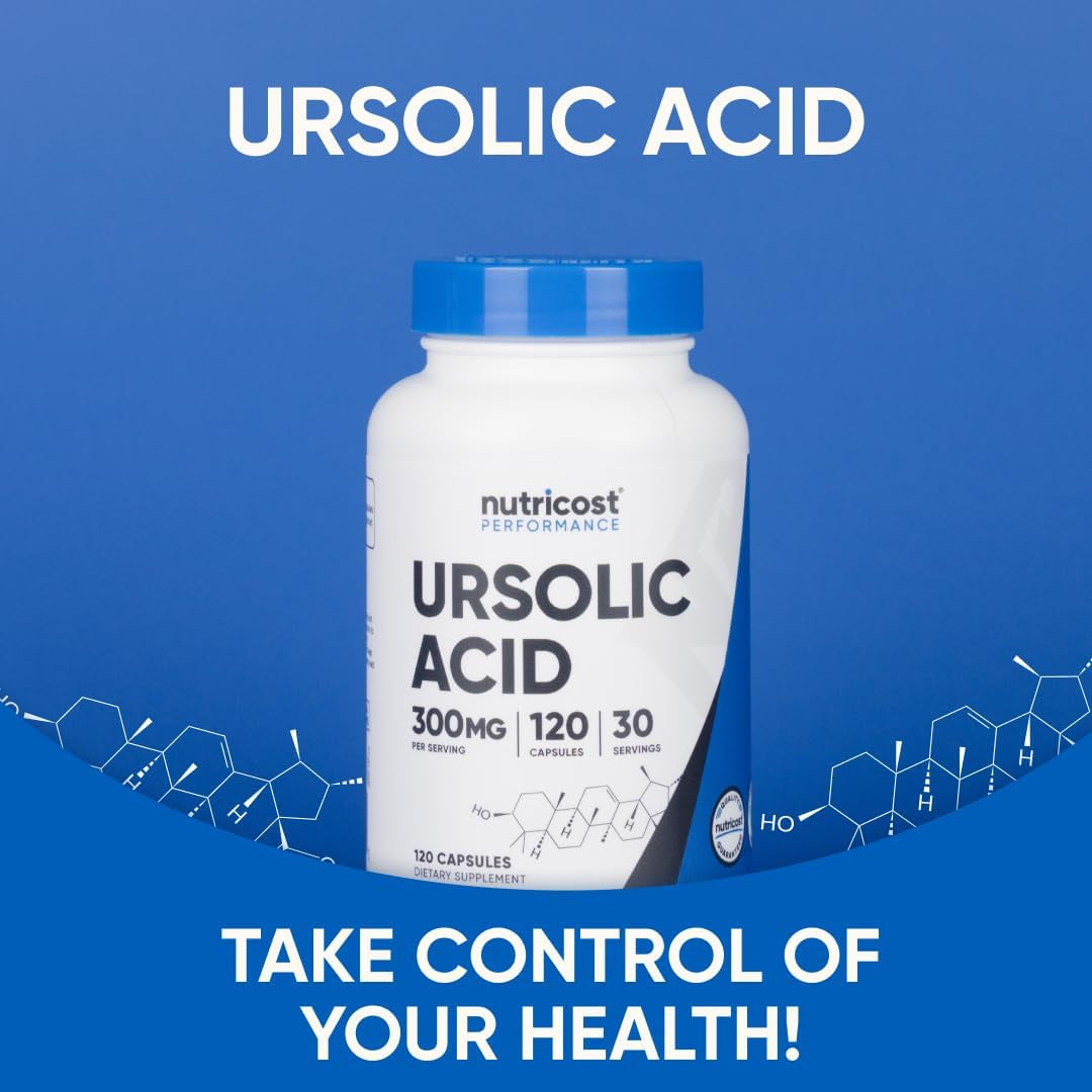 Nutricost Ursolic Acid 300Mg, 120 Capsules - Vegetarian, Non GMO, Gluten Free, Soy Free
