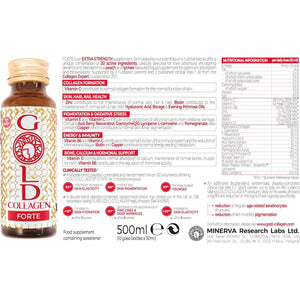 GOLD COLLAGEN Forte - anti Wrinkle Collagen Supplements for Women & Men with Biotin, Vitamin C, Hyaluronic Acid, Marine Collagen for Hair Skin Nail - Antioxidant, Immune System Booster 1 Pack 10X50 Ml