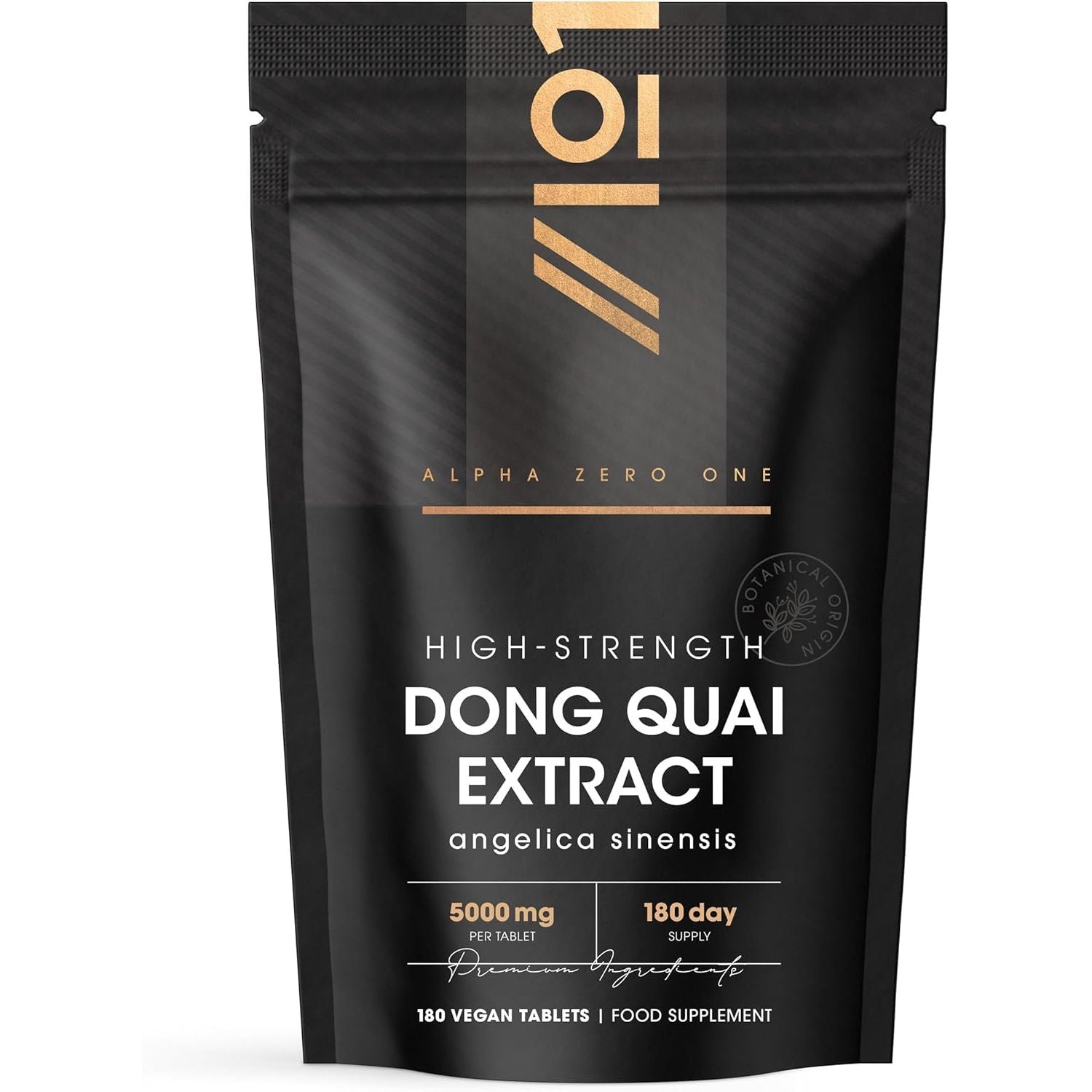 Dong Quai Extract 5000Mg – 180 Vegan Tablets – High Strength 100:1 Angelica Sinensis Extract Supplement – Resealable and Recyclable Pouch by Alpha01