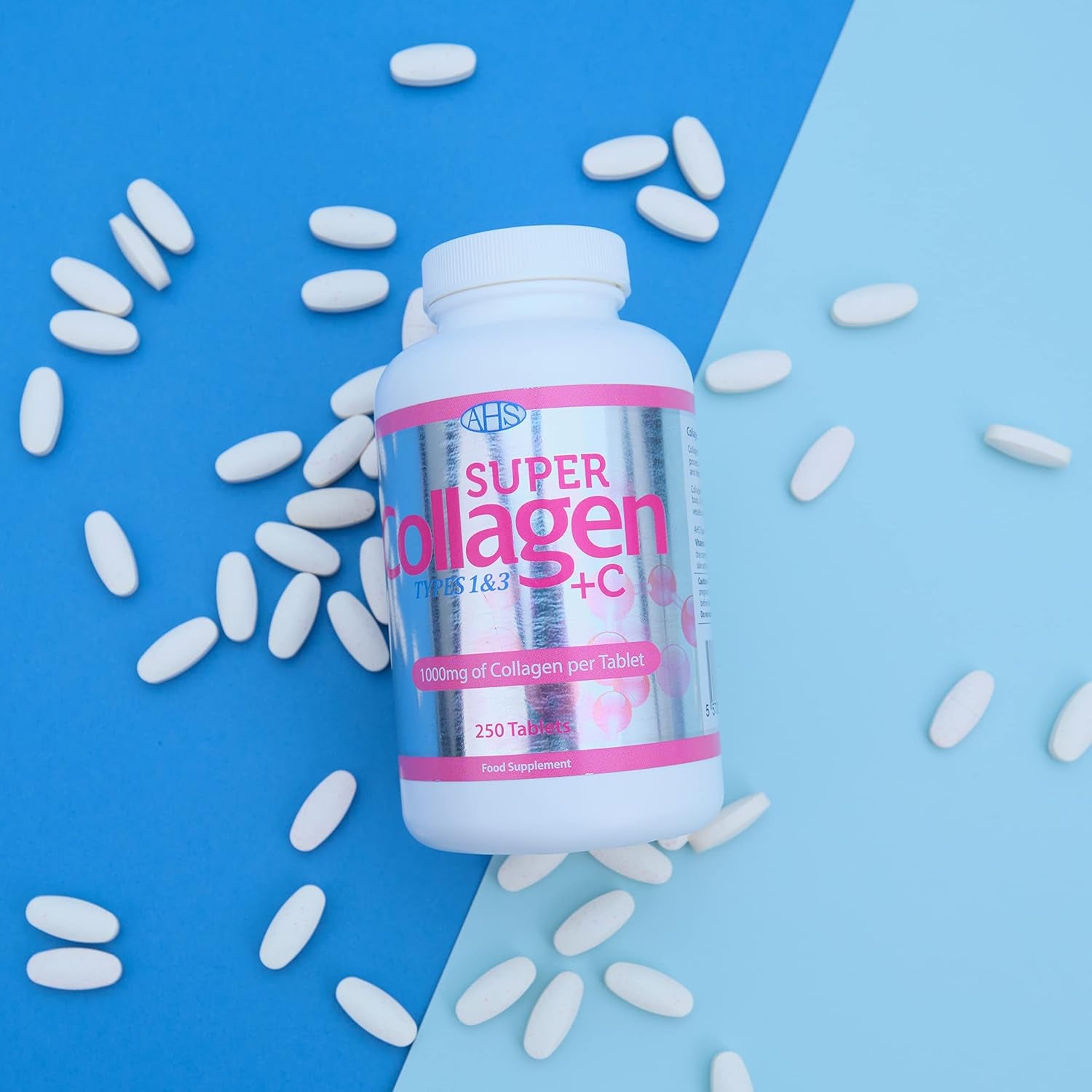 AHS Super Collagen plus C Tablets - Pack of 250 Tablets (Also 120 + 90 Counts) 3 Sizes! 6000MG per Serving with Added Vitamin C - Healthy Skin, Nails & Hair