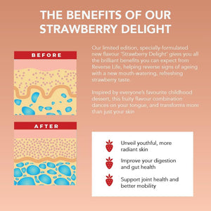 Reverse Life - Bovine Collagen Supplements - Nails, Skin, Hair Supplements for Women and Men - Hair Care Contains Biotin, Vitamin D3, Folic Acid, Hyaluronic Acid - Strawberry Delight Flavour - 500Ml