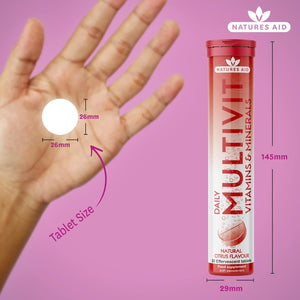 Natures Aid Daily Multivitamin Effervescent 20 Tablets - Supports Energy and Immune Health - High Strength Fizzy Supplement - Vegan, Gluten Free, Non-Gmo - Natural Citrus Multi-Vitamin - 20 Tablets