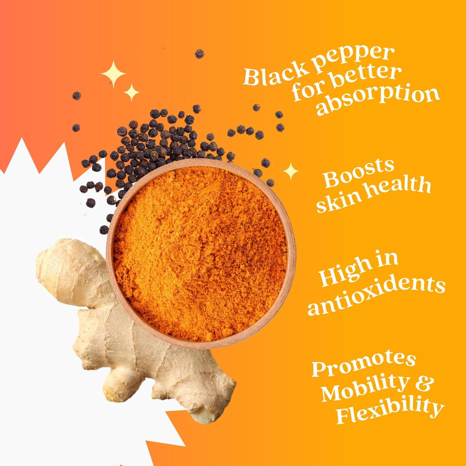 Turmeric Vitamin Supplement Gummies with Ginger & Black Pepper | Supports Joint Pain & Anti-Inflammatory Response | Active Ingredient 300Mg Curcumin Extract | Vegan | Tropical Flavour (60 Count)