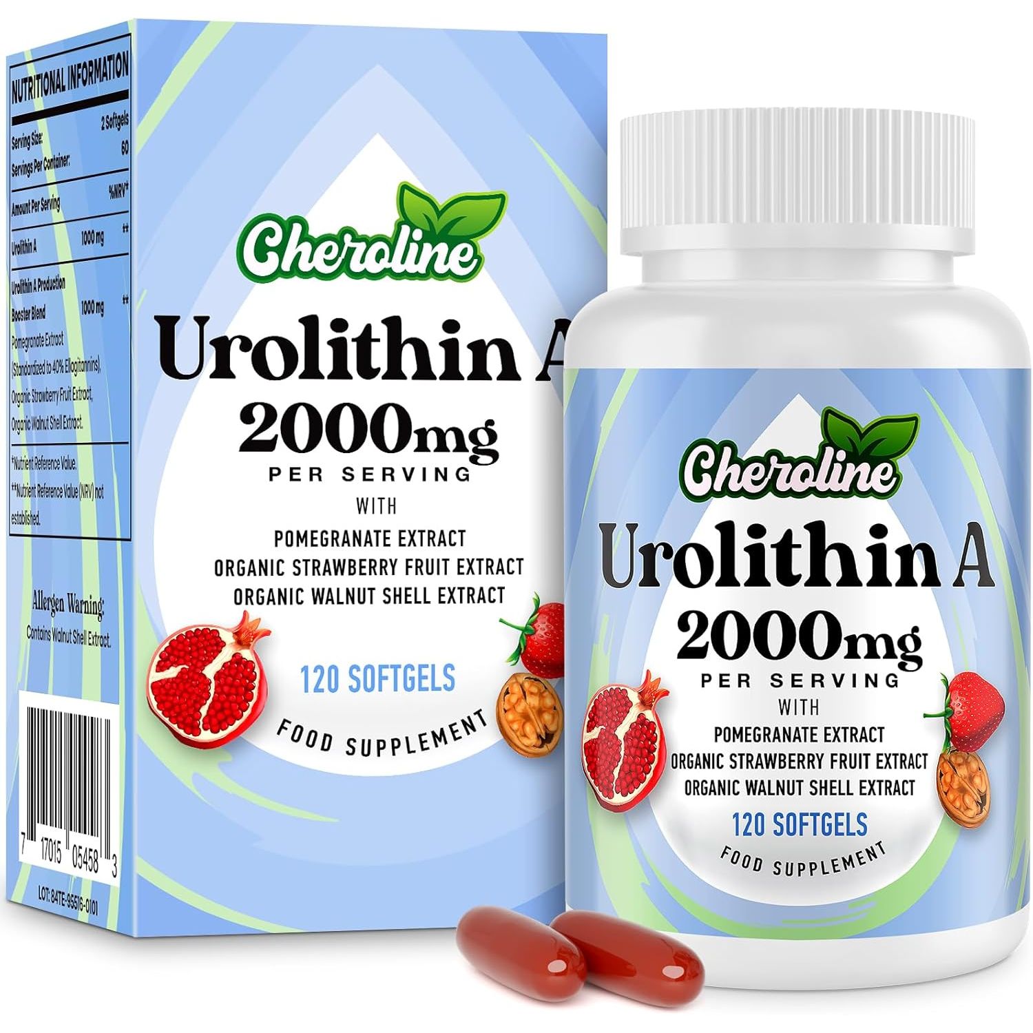 Urolithin a Supplement 2000Mg - 120 Softgels 60-Day Supply - Enhanced with Pomegranate, Strawberry, and Walnut Extracts - for Mitochondria, Energy, Antioxidants & Cellular (120 Count (Pack of 1))