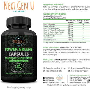 Super Green Capsule 500Mg - 120 High Strength Capsules | Plant Based Antioxidant & Immunity Support | Includes Maca,Matcha, Wheatgrass, Acai, Flaxseed