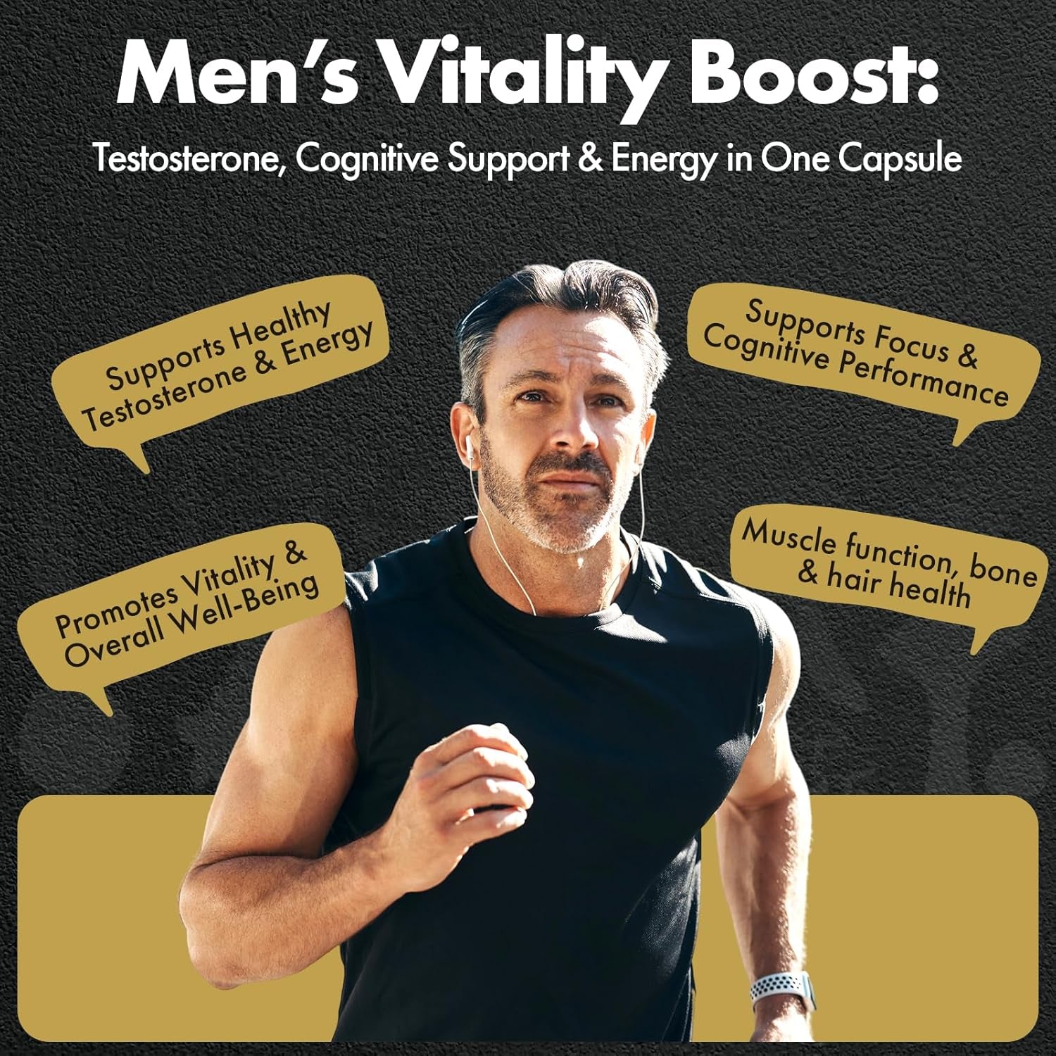 Fabü Shrooms Andropause - Natural Shilajit & Lion'S Mane Supplement for Men - Complete Multivitamin with Zinc, B12 & Minerals for Energy, Cognition & Testosterone Support - 60 Capsules