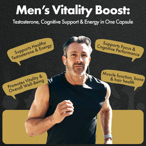 Fabü Shrooms Andropause - Natural Shilajit & Lion'S Mane Supplement for Men - Complete Multivitamin with Zinc, B12 & Minerals for Energy, Cognition & Testosterone Support - 60 Capsules