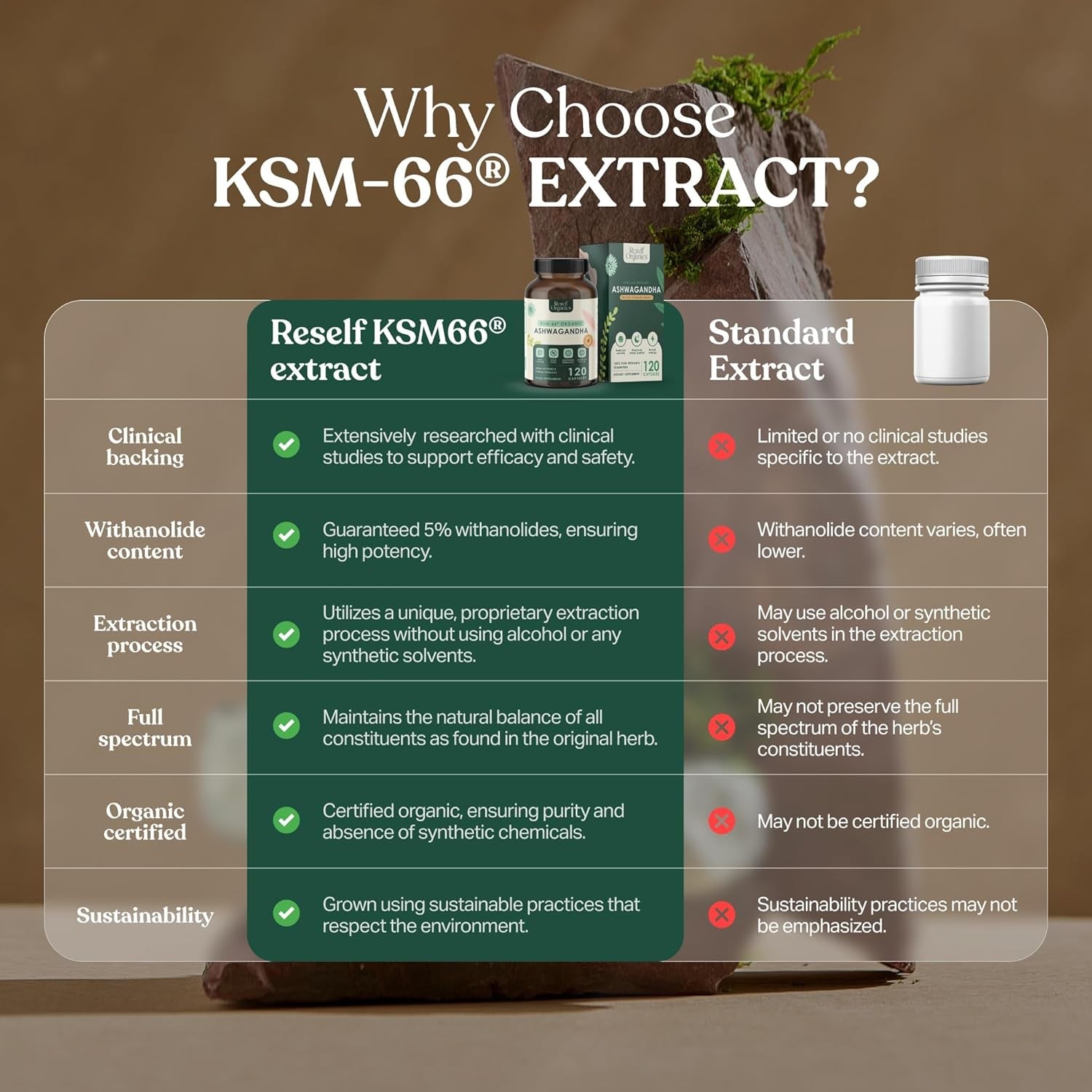 Organic Ashwagandha KSM-66® Extract - 30 Capsules 550Mg 1 Month Supply - High Strength Supplement for Performance Energy Boost Muscle Recovery Immune Support - Made in England by Reself Organics