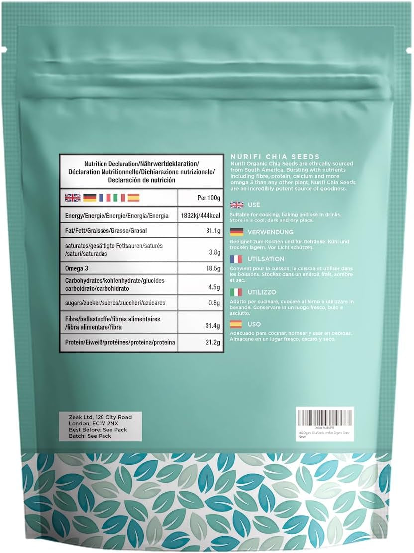 1KG Organic Chia Seeds - by Nurifi - Certified Organic Grade
