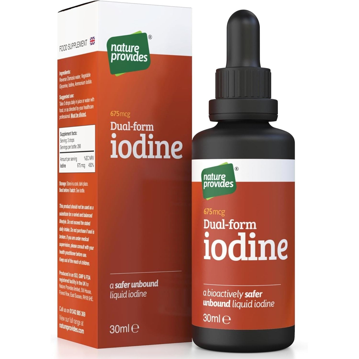 Natural Dual-Form Iodine : 100% Free and Unbound Iodine/Iodide Supplement. 675Mcg (30Ml) for Energy, Mood & Metabolism. Made in the UK.