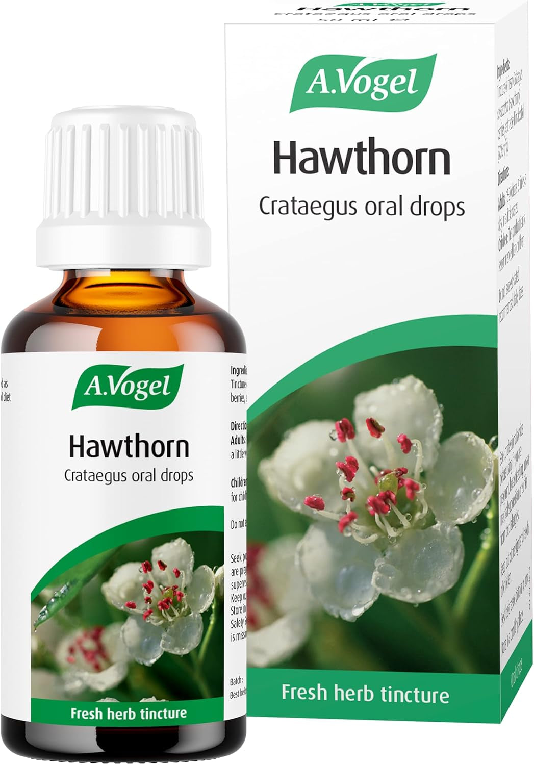 A.Vogel Hawthorn Crataegus Drops | Herbal Food Supplement | Tincture of Fresh Hawthorn Berries | Suitable for Vegans | 50Ml