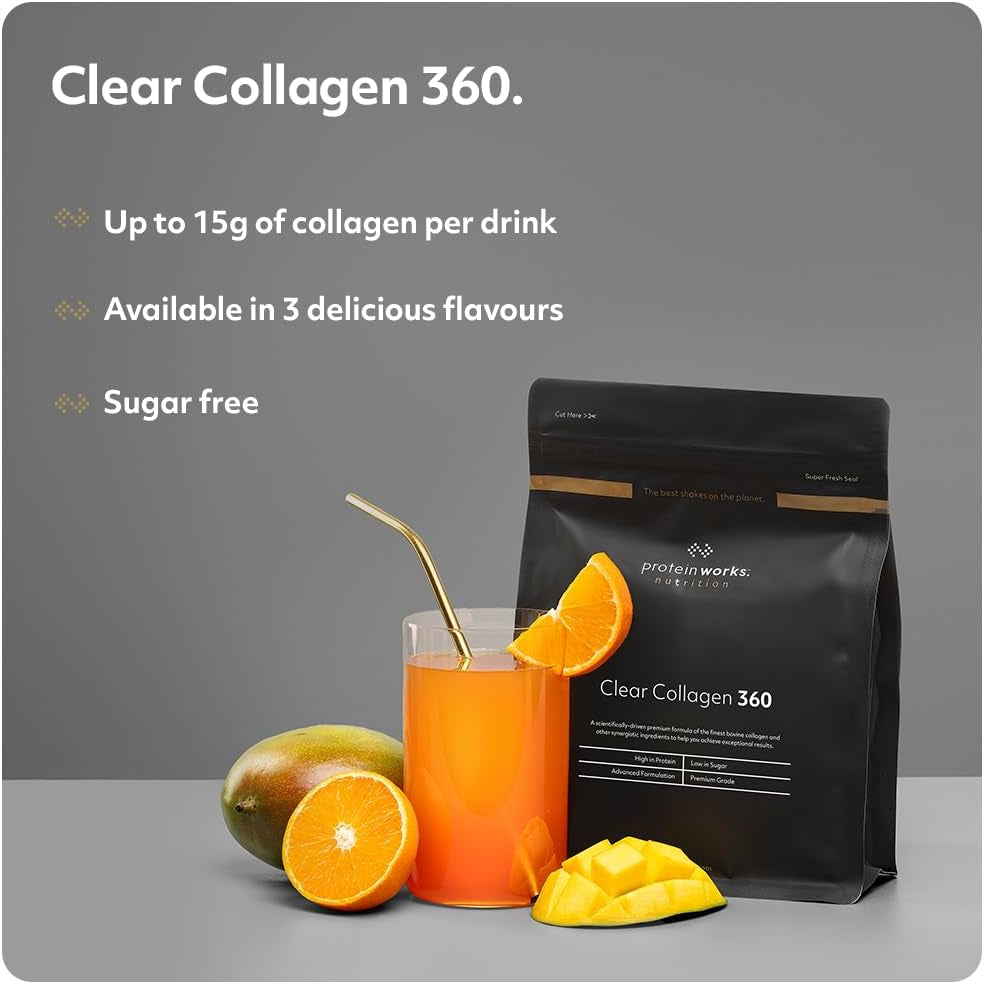Protein Works - Collagen 360, Powder Supplement, Type I & III, High Protein, Summer Berry Burst, 480G, 32 Servings