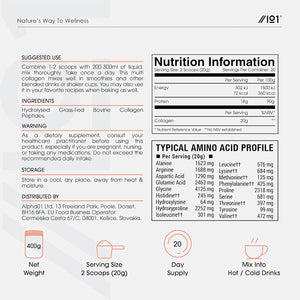 Grass Fed Collagen Protein Powder 400G - Type I & III Pasture Raised - Bovine Hydrolysed Collagen Peptides - Unflavoured – by Alpha01