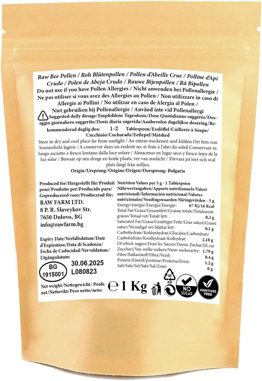 1 Kg Raw Bee Pollen Granules – 100% Natural Superfood | Rich in Vitamins, Minerals & Antioxidants | Energy-Boosting & Immune Support