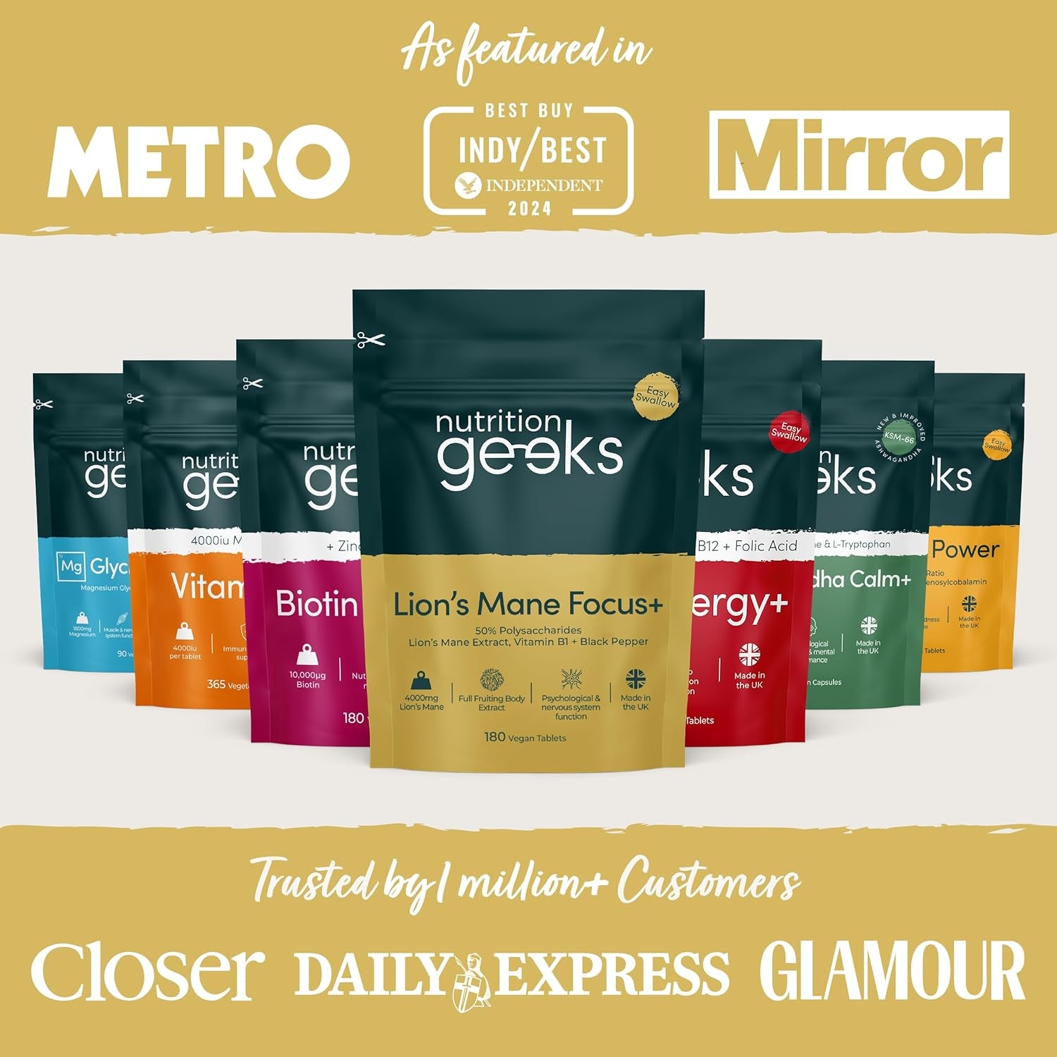 Lions Mane Supplement 4000Mg with Vitamin B1 & Black Pepper, 180 Vegan Tablets - Lion'S Mane Mushroom 15:1 Extract (Not Lions Mane Powder or Capsules), UK Made for Mental Performance & Nervous System