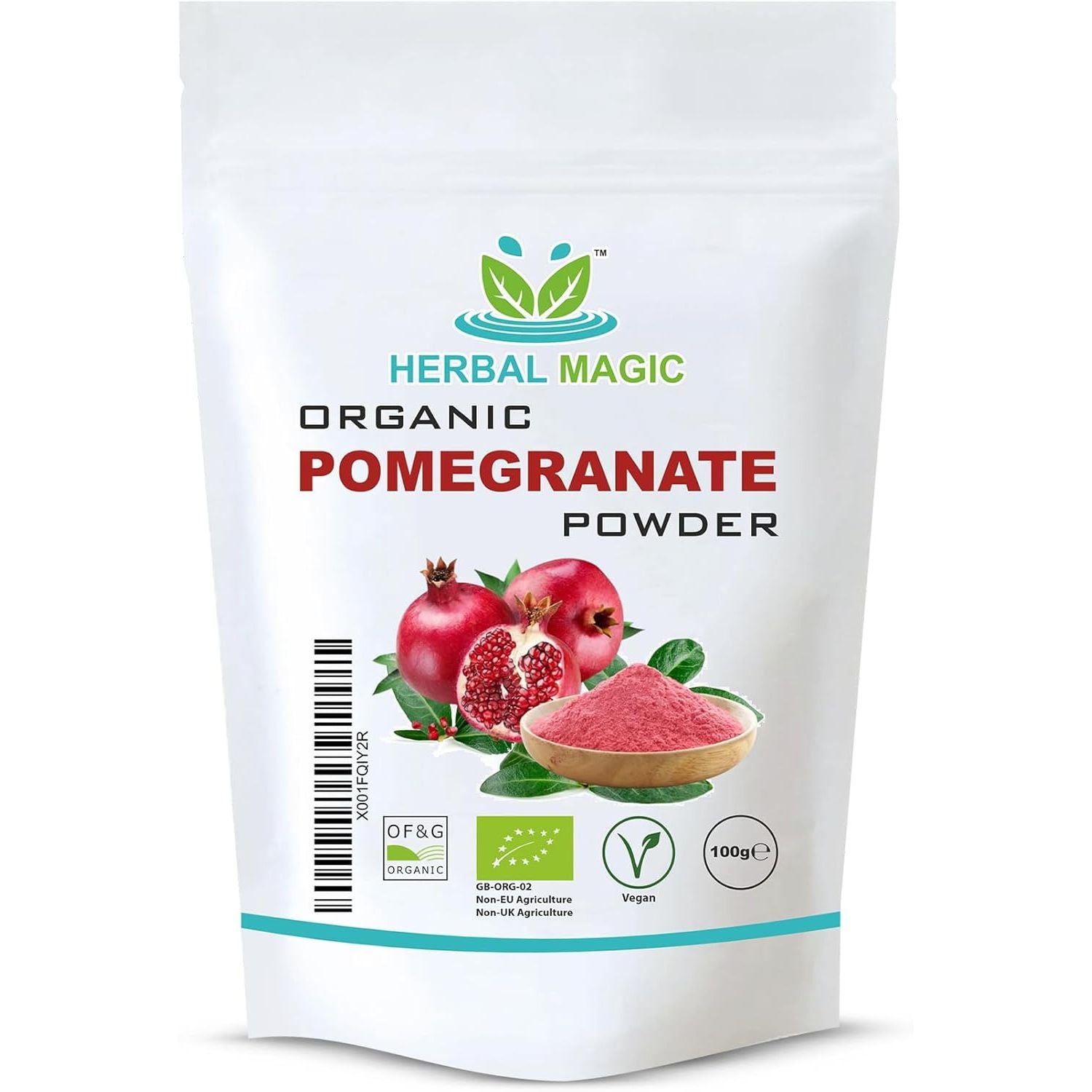 Herbal Magic'S Organic Pomegranate Fruit Powder, Spray Dried - Rich & Vibrant Smoothies, Shakes, Juices, Baking - Free from Artifical Flavour & Preservatives - 100G(Pack-1)