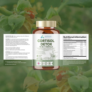 Cortisol Detox, Cortisol Reducing Supplement with 4000Mg High Strength Ashwagandha (From a 200Mg 20 :1 Extract) for Lower Stress & Anxiety, Balance Adrenal Hormones, Reduce Fatigue, 120 Capsules