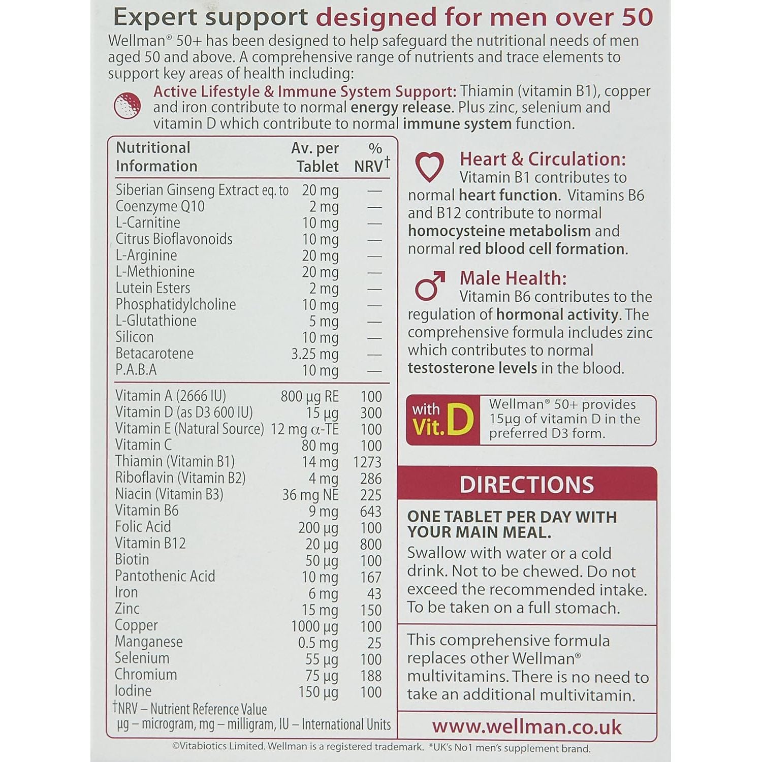Wellman 50 Tablets, 30 Count