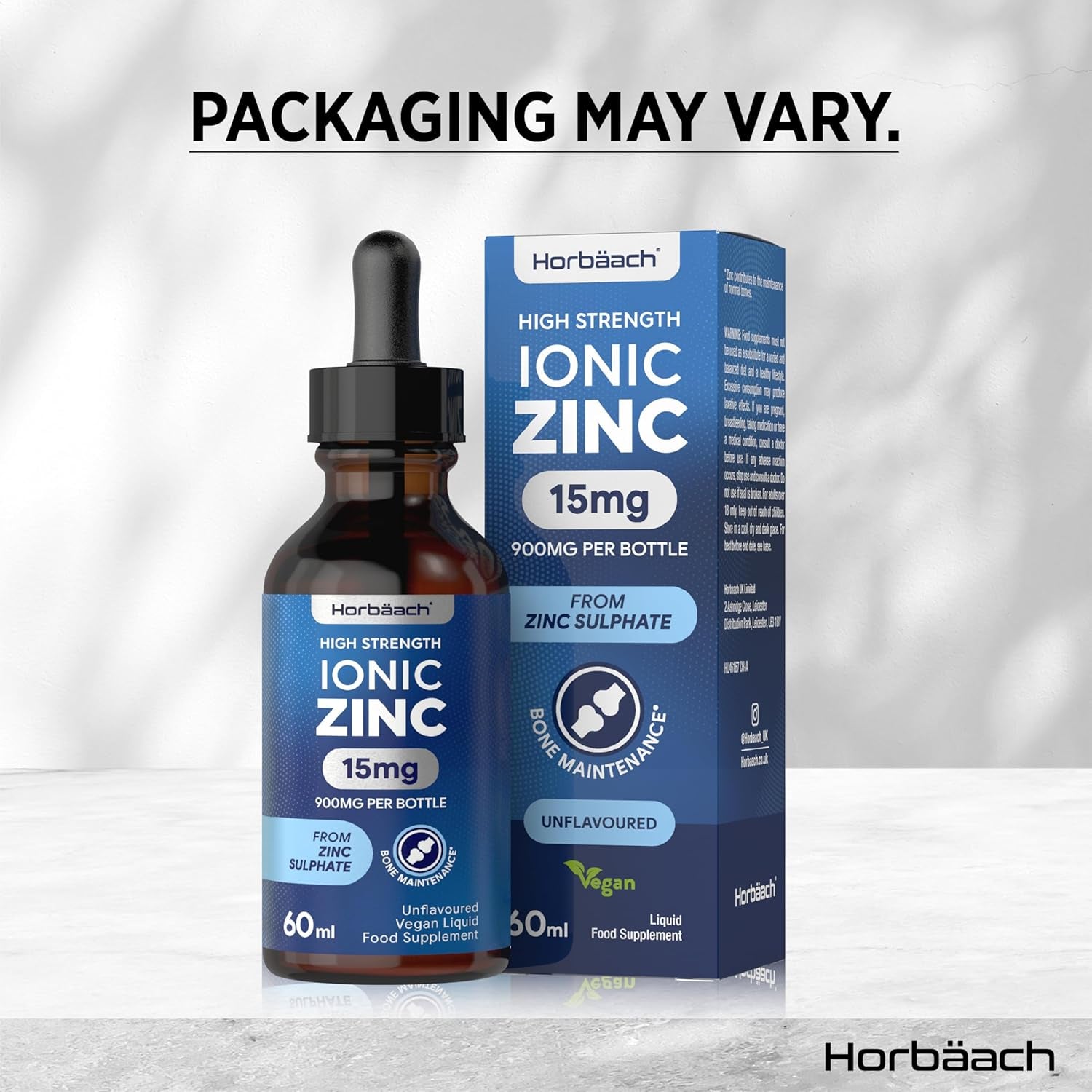 Ionic Zinc Liquid Drops | High Strength 15Mg Supplement from Zinc Sulphate | 900Mg per Bottle - 60Ml Liquid Drops | Suitable for Vegetarians & Vegans | by Horbaach