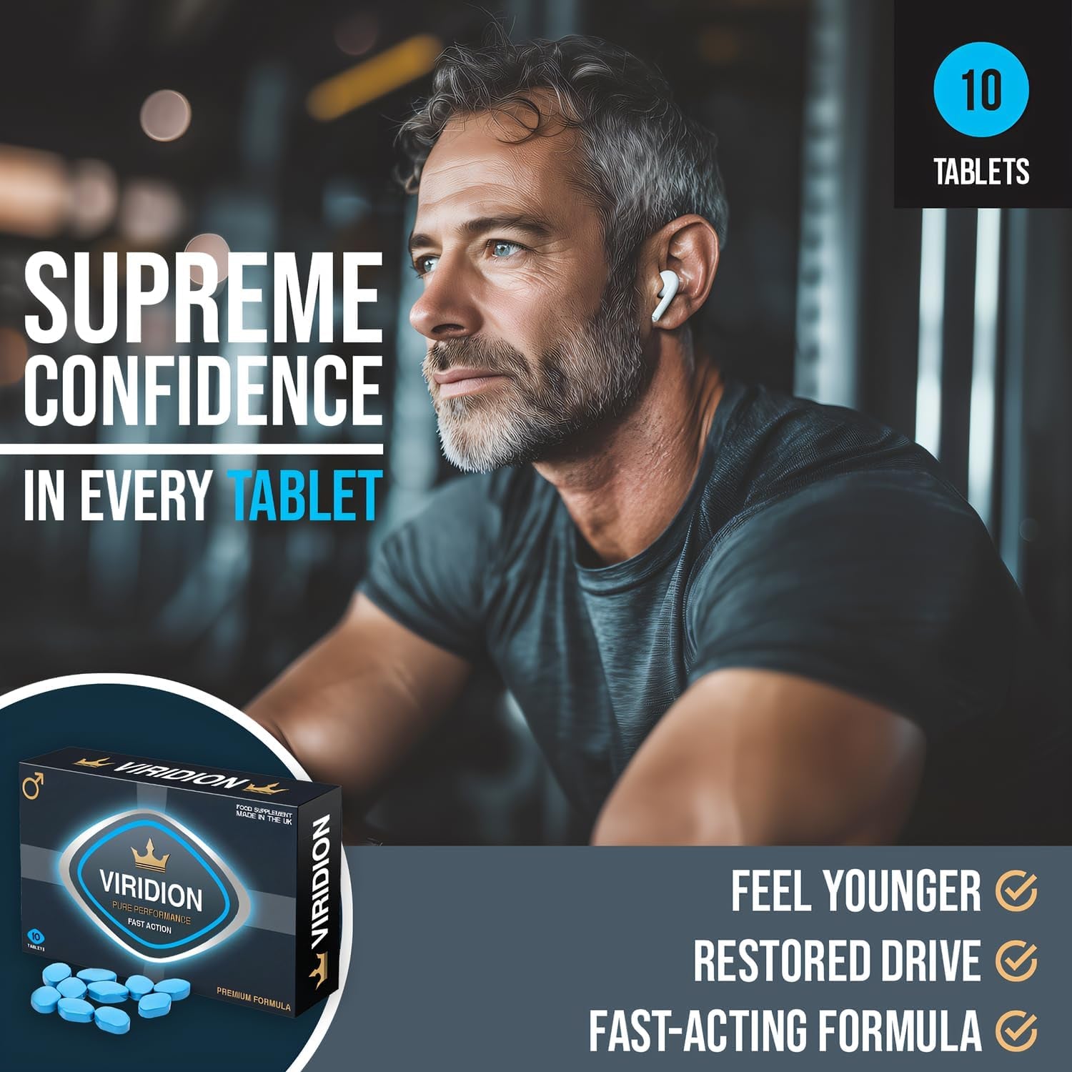 VIRIDION for Men – Extra Strong, Fast-Acting Energy and Stamina Pills – for Enhanced Performance with Herbal Extracts – Made in the UK