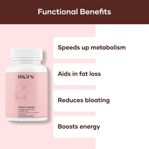 Mars by GHC Fat Burn Capsules – with Psyllium Husk, Moringa & Dandelion Root – Food Supplement (Pack of 1) - 60 Capsules