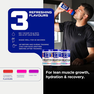 USN Creatine Hydrator - Creatine Monohydrate & Electrolyte Powder Drink with Himalayan Pink Salt & Sugar Free. Supports Muscle Growth, Strength & Hydration. Raspberry Lemonade - 330G (30 Servings)