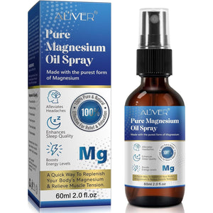 Pure Magnesium Oil Spray, 100% Natural Ultra Pure Magnesium Spray, Non-Gmo Magnesium Spray for Feet,Magical Magnesium Body Spray, Safe and Effective 60ML