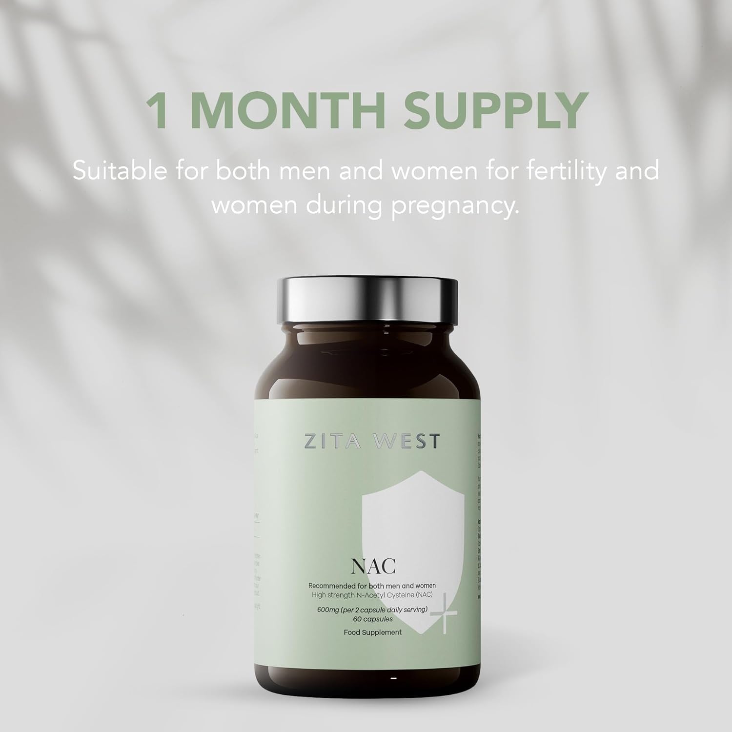 Zita West - High Strength N-Acetyl Cysteine (NAC) 600Mg per 2 Capsules - Premium Nutritional Supplement for Men and Women - 60 Vegan Capsules (1 Month Supply)