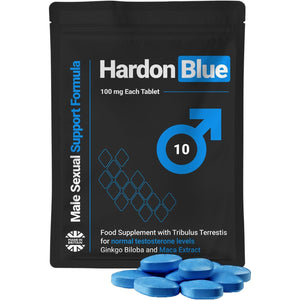 HARDON BLUE - 10 Tablets, Performance Supplements for Men, Extra Strong, Last Longer, Energy and Stamina Support, 100% Herbal, Ginseng, Maca