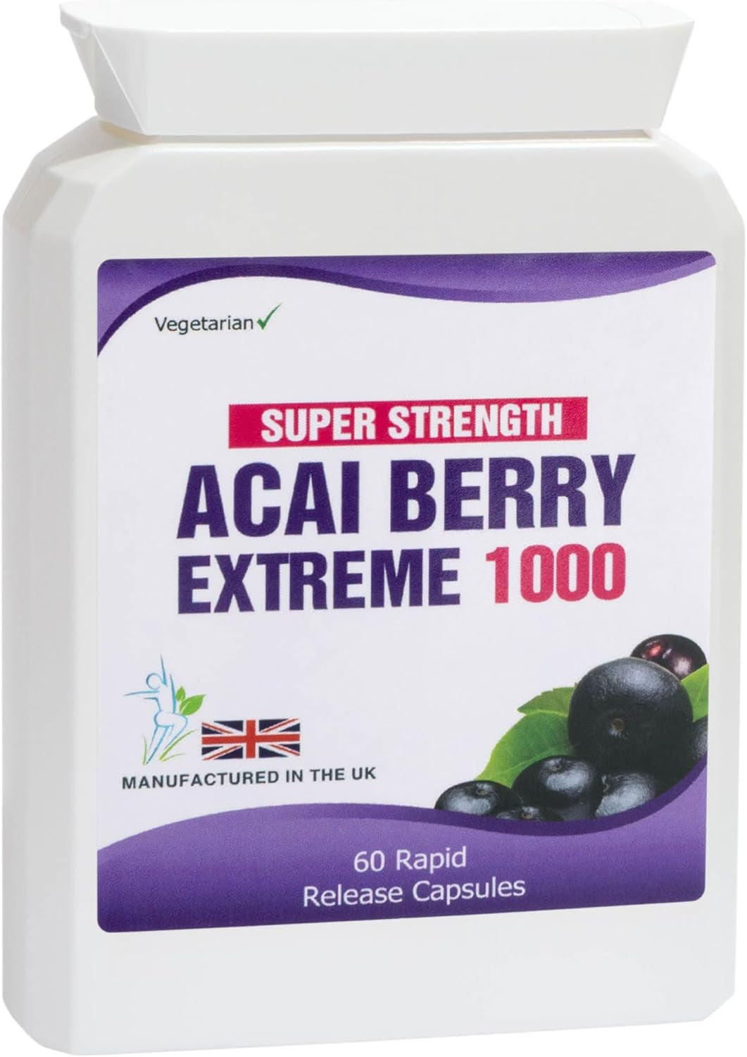Acai Berry Extreme 1000 Pure Detox 60 Capsules Weight Management Supplement