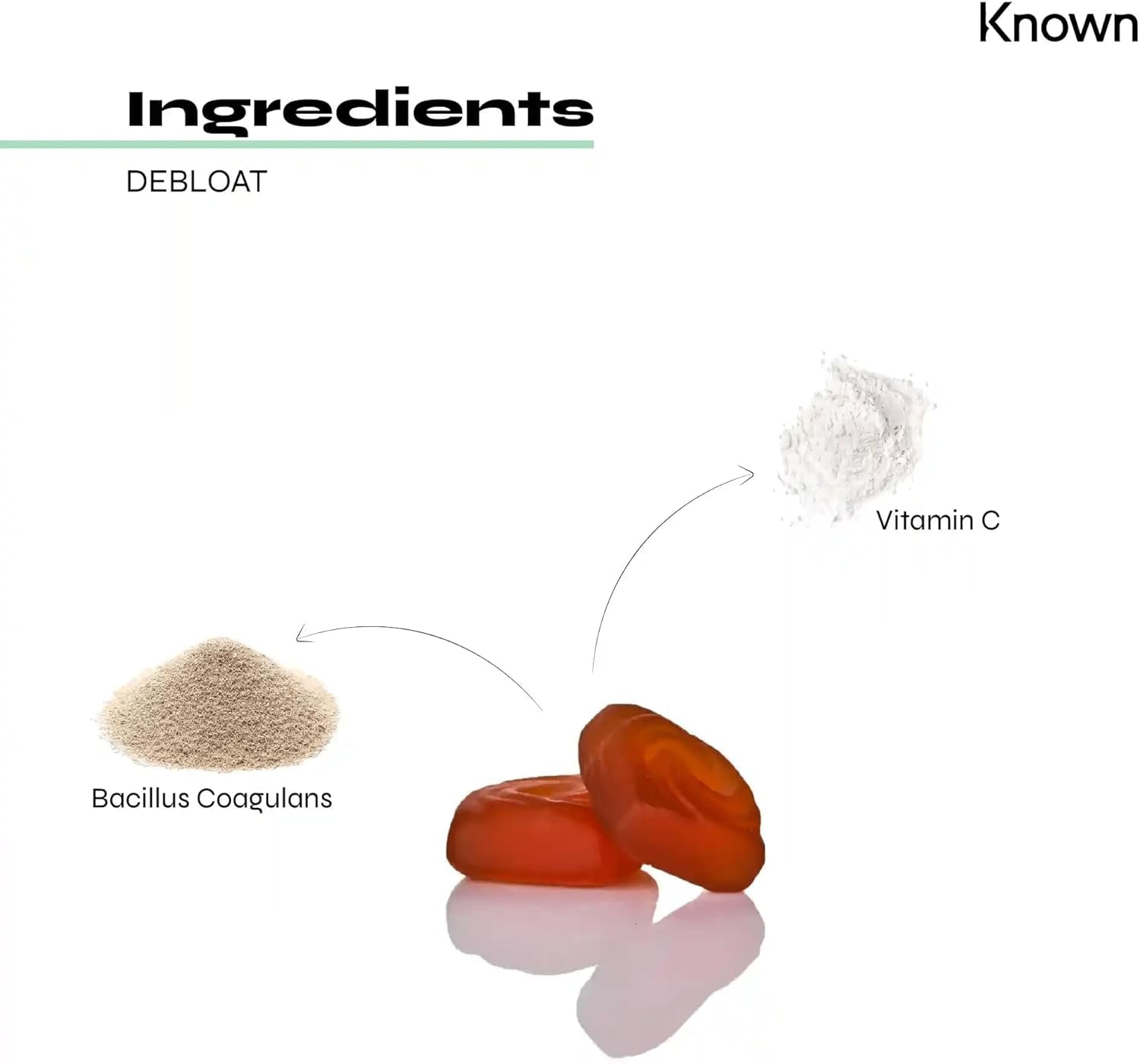 Known Delicious Debloat Gut Support Gummies - 2 Billion CFU Bacillus Coagulans & Vitamin C - Natural Mixed Berry Flavour - 60 Gummies, 1 Month Supply