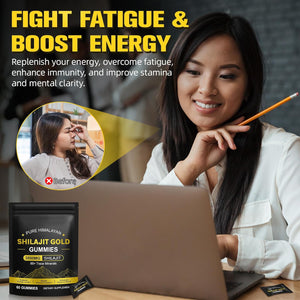 Shilajit Gummies 3000Mg - Himalayan Shilajit with Ashwagandha & Turmeric for Energy, Immunity Support - Natural Supplement for Men & Women - Vegan, Gluten-Free, 60 Chewable Gummies