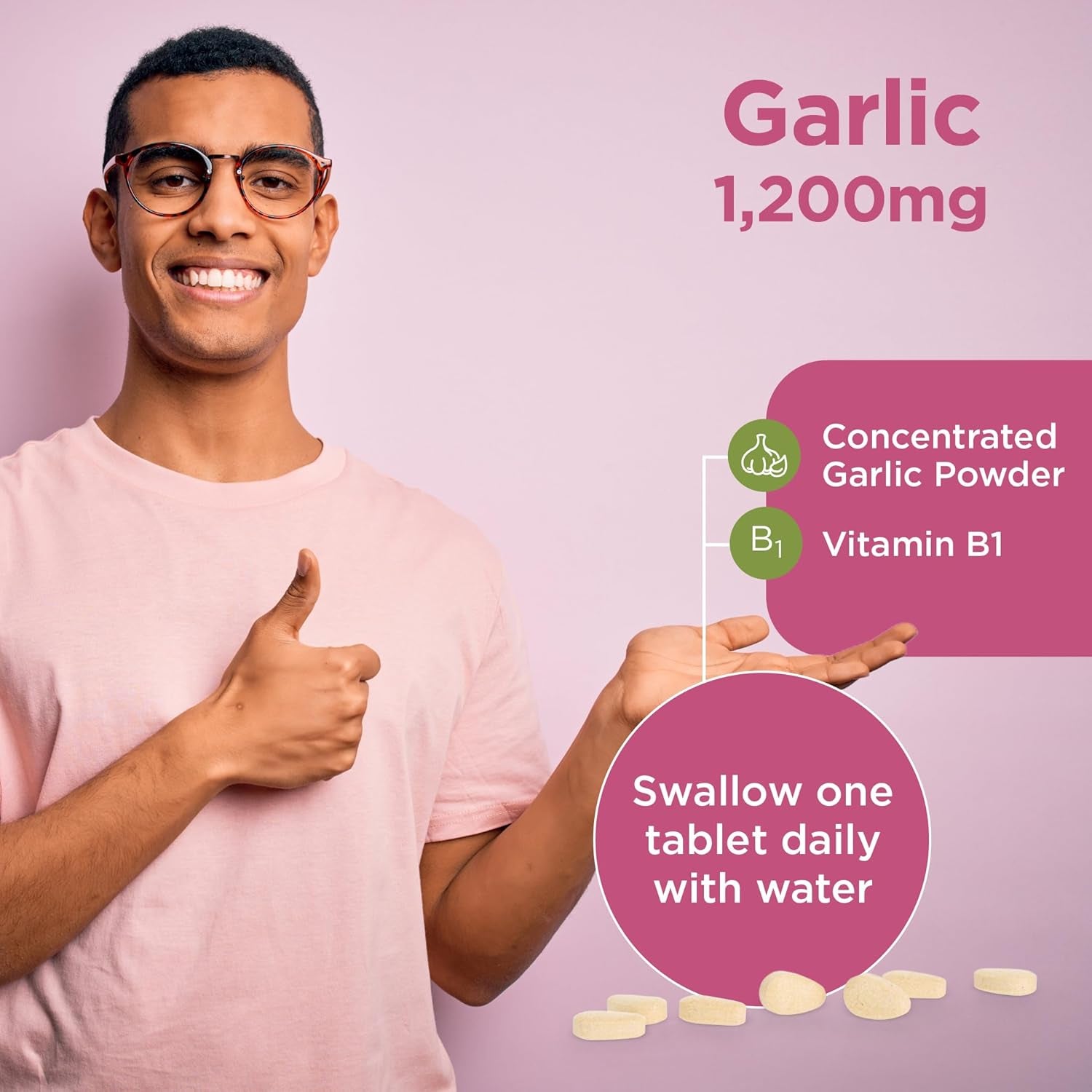 Healthspan Garlic 1,200Mg (120 Tablets) | Supports Heart Health & the Respiratory System | Maintains Normal Cholesterol Levels | Added Vitamin B1 | Odour-Controlled & Easy to Swallow | Vegetarian