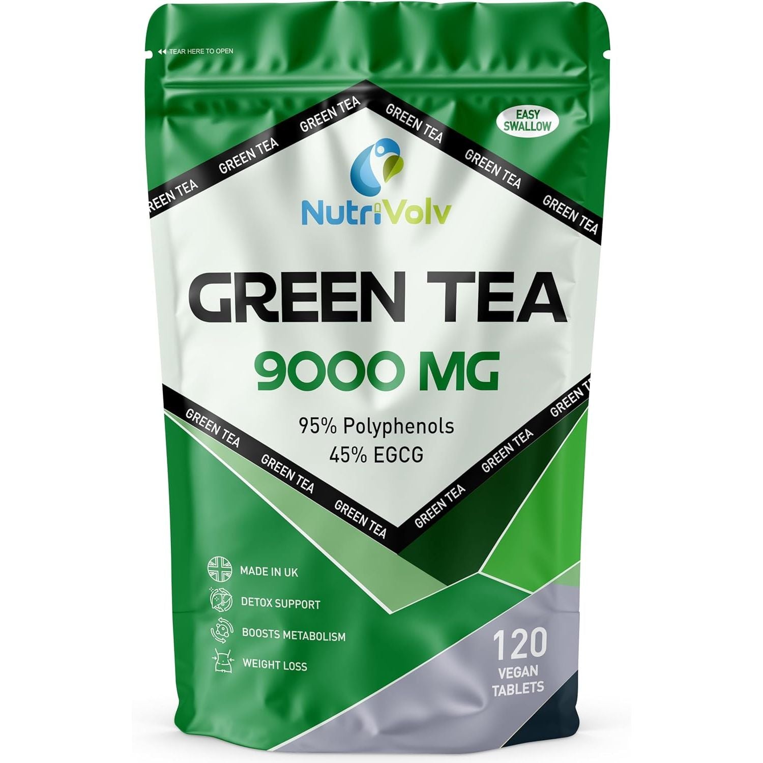 Green Tea Tablets Pure Vegan Weight Loss Pills 9000Mg Keto Diet Slimming Supplements for Men and Women Gluten-Free & Metabolism Booster — Pack of 120