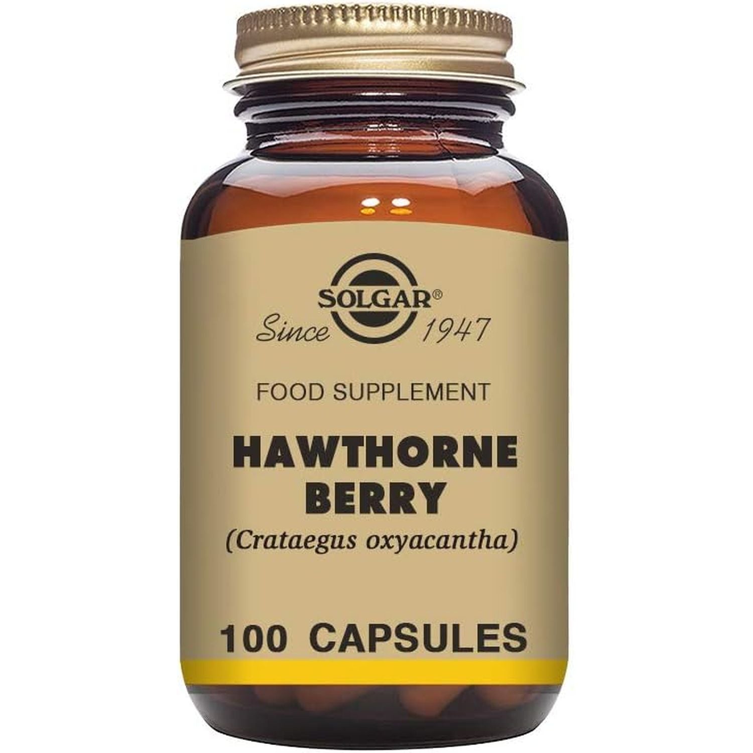 Solgar Hawthorne Berry Vegetable Capsules - Pack of 100 - Powdered Extract - Vegan, Vegetarian, Kosher
