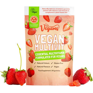 Vegums Multivitamin for Vegans – Natural Vegan Gummy Vitamins with B12, D3, Iodine & Selenium – Sugar-Free – Plastic-Free – 30 Gummies – Vegan Supplement for Adults & Kids