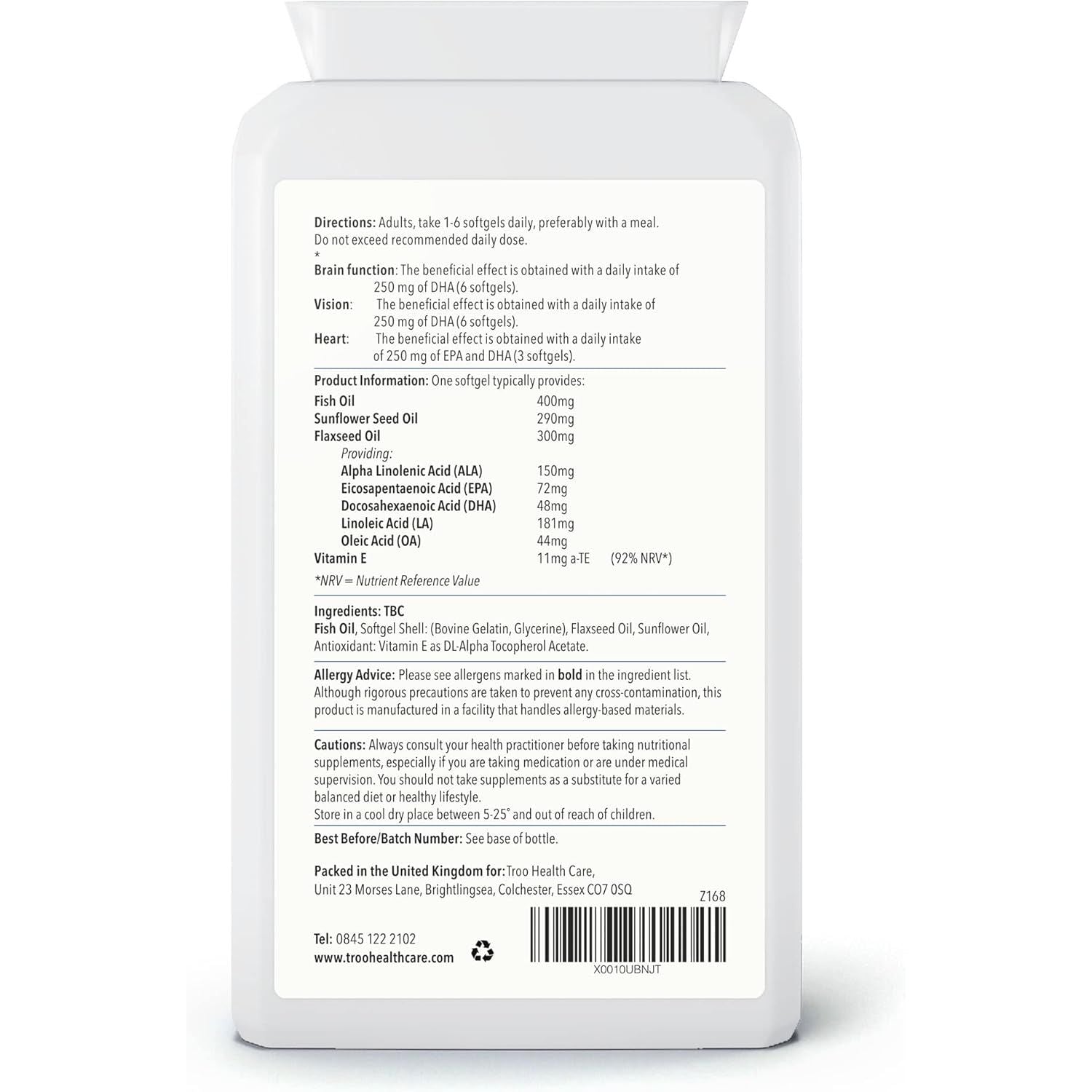 Troo Health Care Omega 3 6 9 Fish Oil 1000Mg 90 Softgel Capsules - Essential Fatty Acids Including EPA, DHA & ALA for Daily Brain, Vision, Heart, Cholesterol, Pregnancy Support