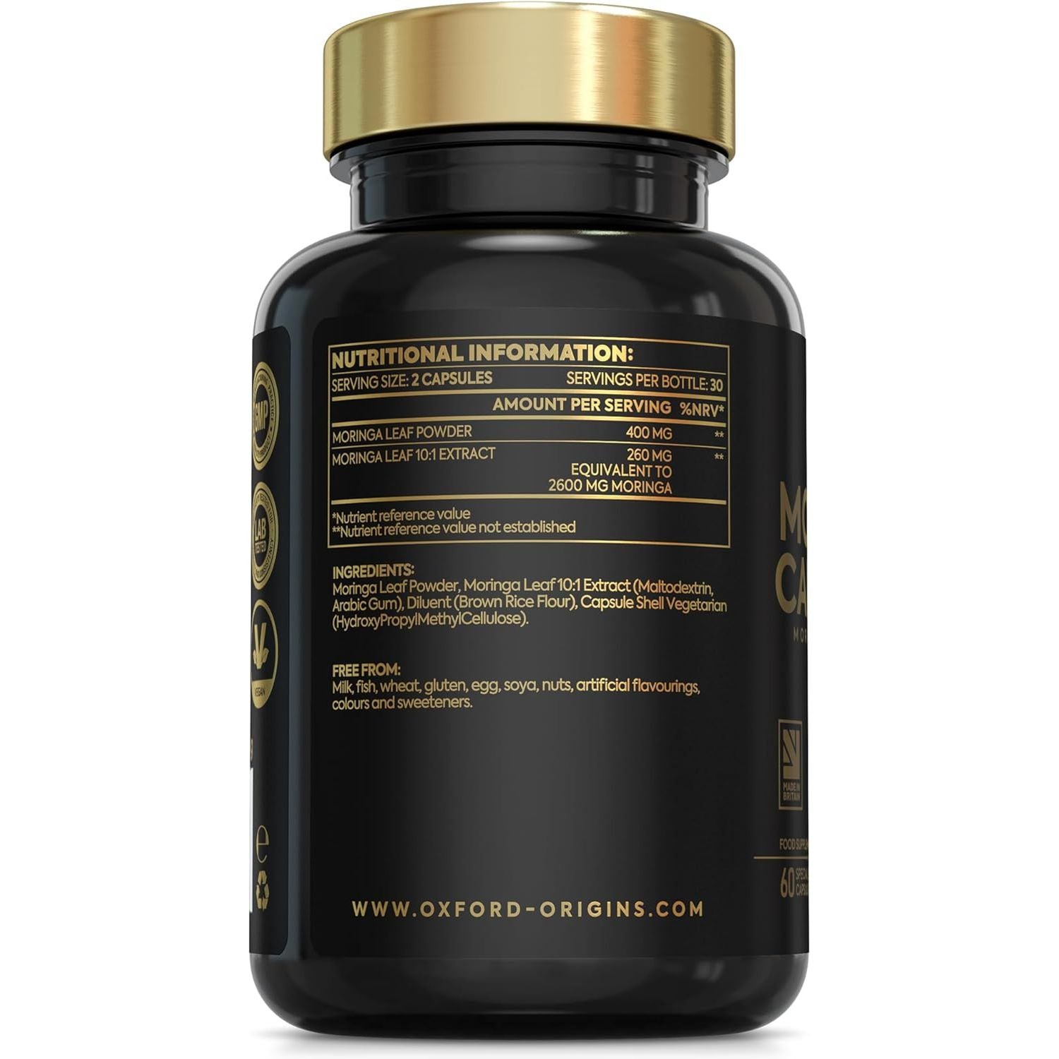 Advanced Moringa 60 Capsules 3000Mg | Two Capsules per Day for Wellness | 1 Month Supply | High Strength & Vibrant Moringa Powder for Vitality | Easy Swallow Natural Boost | Lovingly Made in the UK